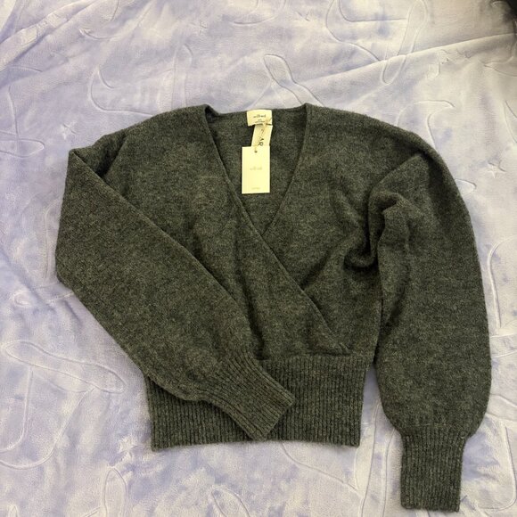 NWT Aritzia Wilfred SoftSpoke Dear Sweater in Heather Charcoal Grey - Picture 2 of 14